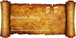 Balassa Dóra névjegykártya